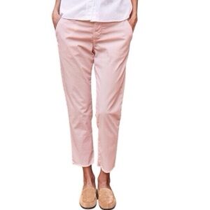 Frank And Eileen Chino Pant Wicklow Italian Rose Cotton Stretch Raw Hem Size 6